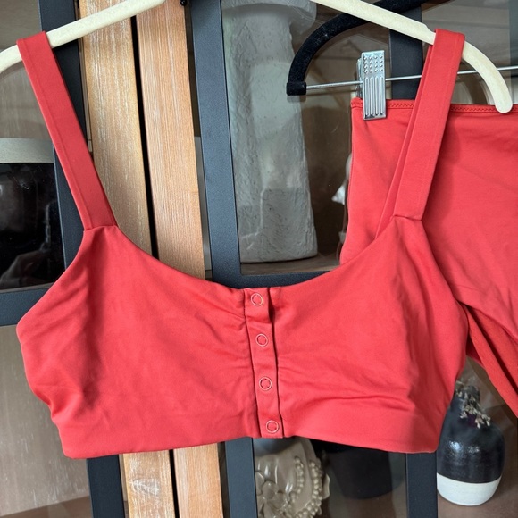 Andie Swim Bikini set The Snap scoop top high rise Bottom Eco Nylon Chili Pepper - Picture 4 of 13